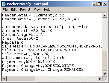Column Configuration Sample