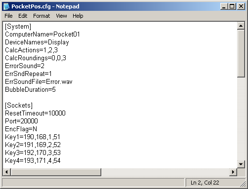 PocketPos Configuration