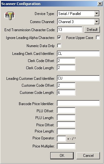 Barcode Scanner Configuration Dialog