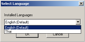 Language Selection Dialog