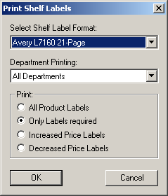 Shelf Label Dialog